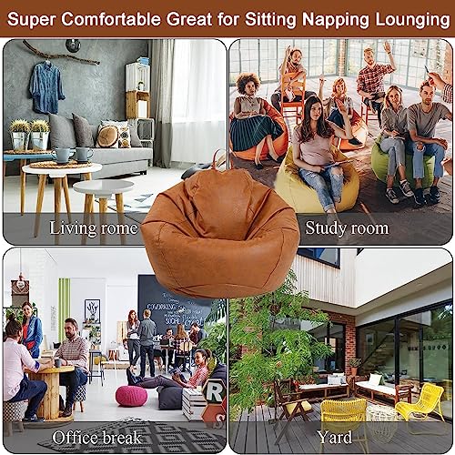Bjyx Bean Bag Sofa Cover Without Filler, Pu Leather Home Leisure Single Couch Living Room Bedroom Beanbag Chair Lazy Lounger Cover, 60X70Cm #TOP7