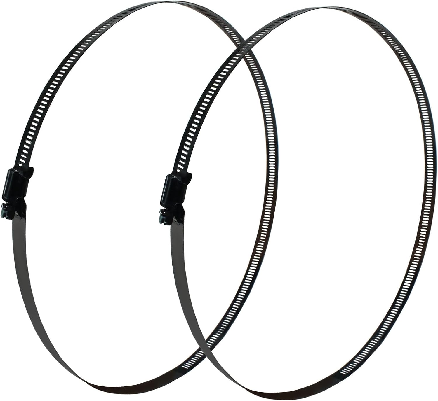 Litoexpe 10 Inch Stainless Steel Worm Gear Hose Clamp 2 Pcs, Adjustable 241-267mm Size Range, Fuel Line Clamp for Plumbing Automotive and Mechanical Application (Black)