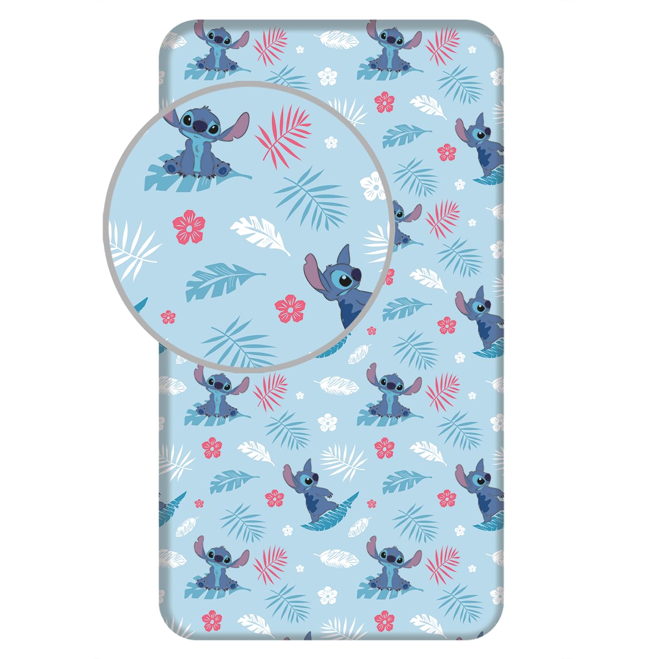 Disney Stitch Fitted Sheet Stitch 90 x 200 cm, 100% Cotton, Blue