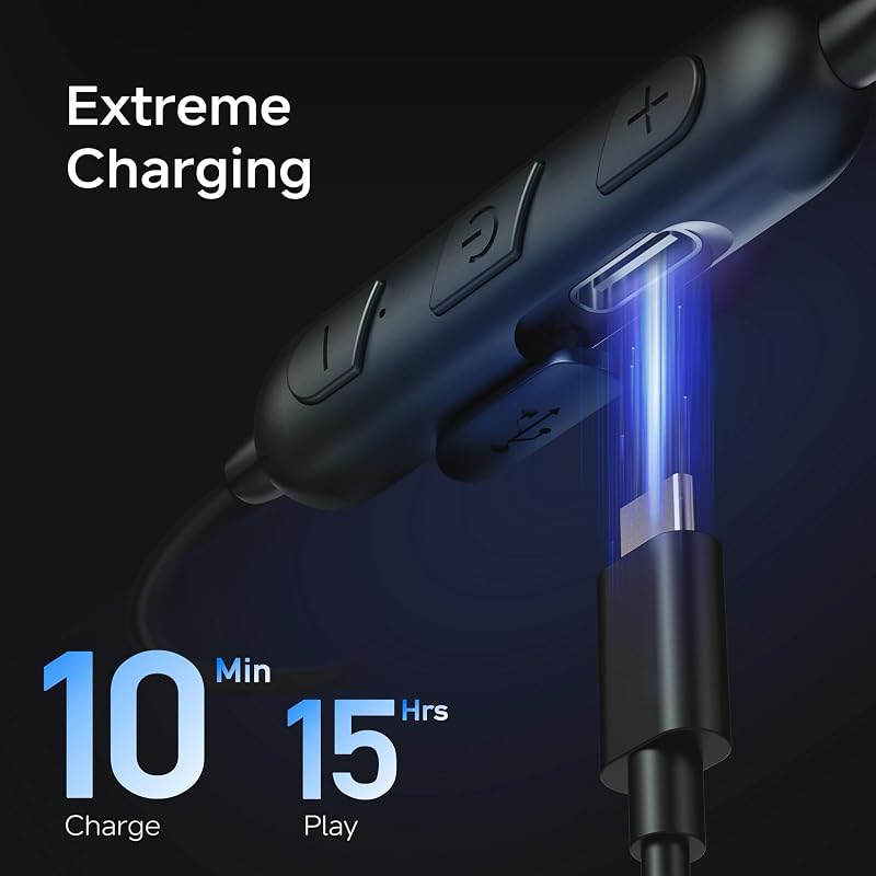 CXK Neckband Bluetooth Headphones, Bluetooth 5.3 Headphones 80Hrs Extra Long Playtime Stereo Bass in-Ear Headsets with Mic, IPX6 Waterproof Earphones, Neckband Earbuds for Sport, Business, Black image 3