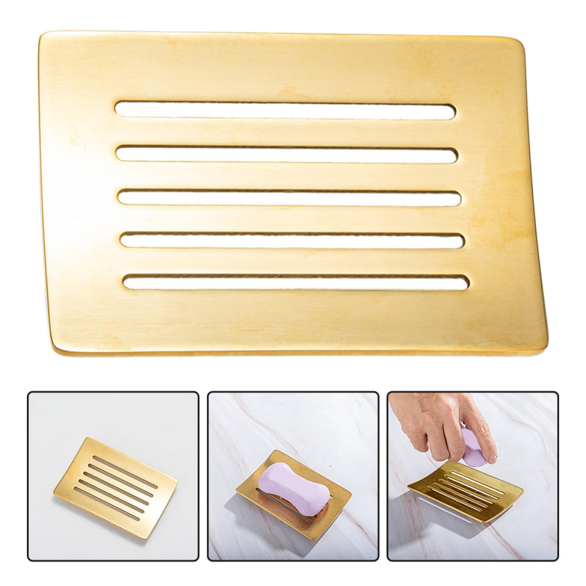 SHINEOFI Seifenablage aus Rostfreiem Edelstahl 304 Selbstentleerender Seifenhalter mit Abtropffläche für Badezimmer und Dusche Metallische Seifenschale ohne Wasseransammlung