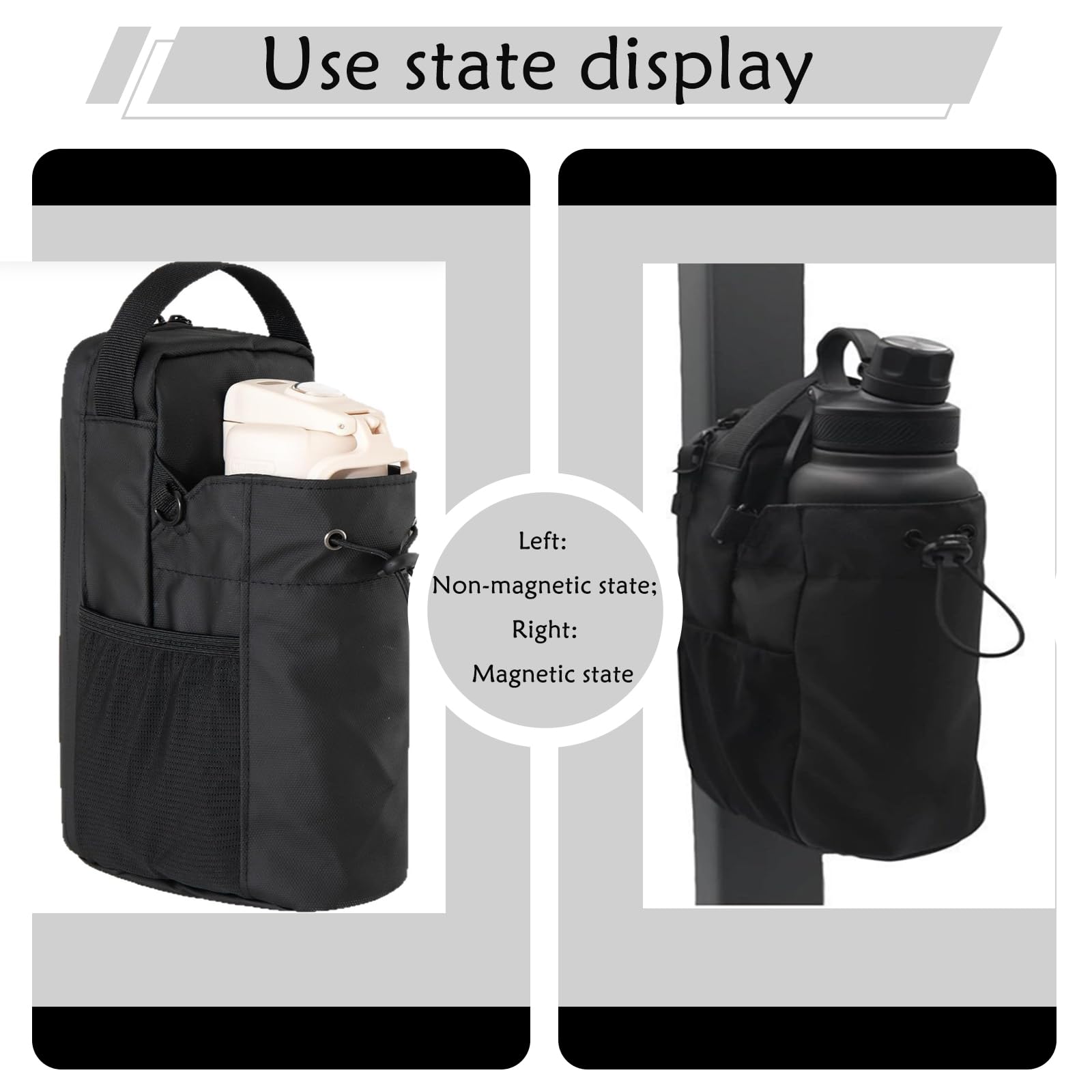 Bolsa magnética para botella de agua 1,5 L para gimnasio, deporte, con correa ajustable