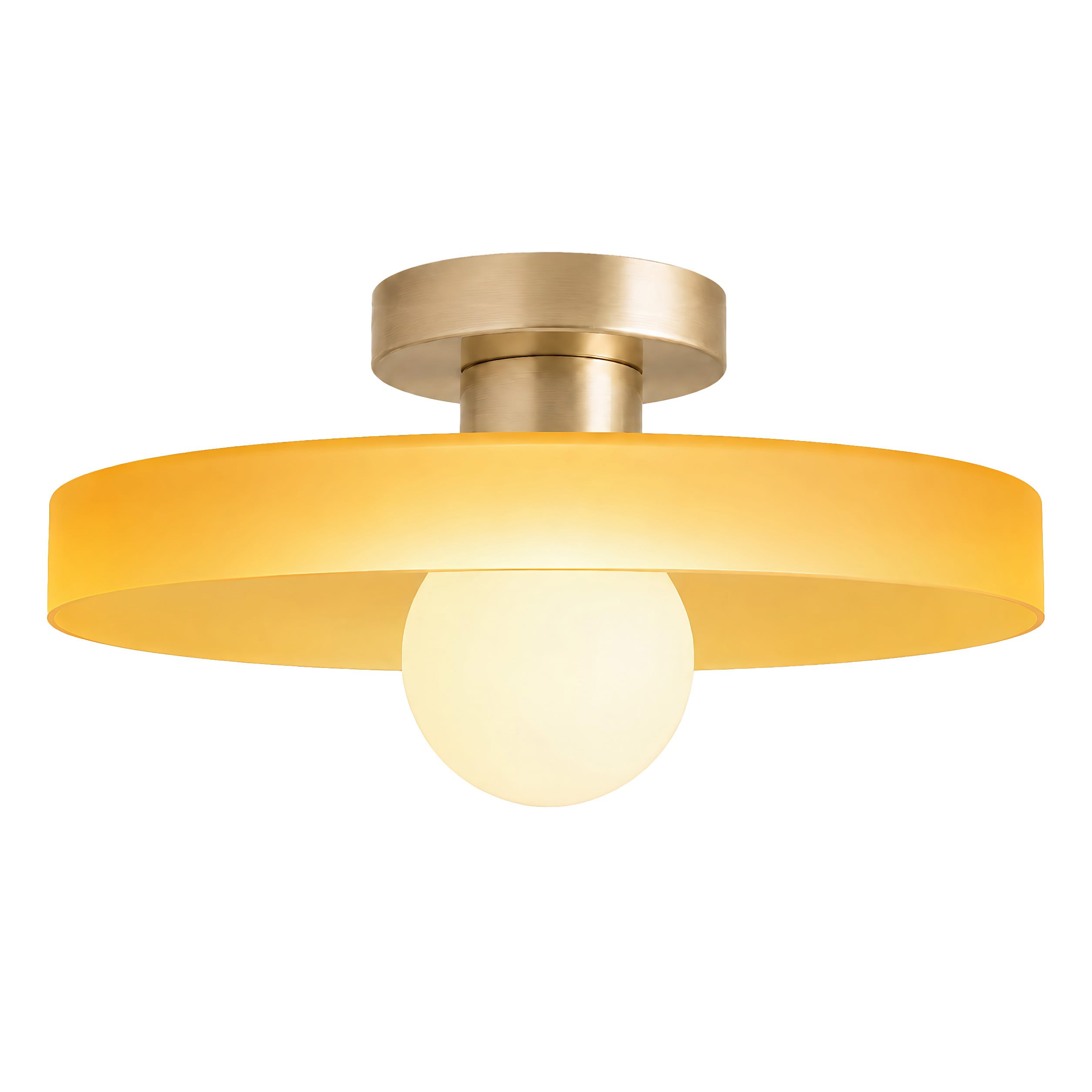 35cm Plafoniera Minimalista in Vetro, Lampada Rotonda E27，Arancione