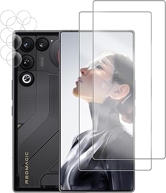 For RedMagic 11 Air Glass Film Pack of 2 + Camera Film 2 Tempered Glass, RedMagic 11 Air Protective Film, 9H Hardness, High Transmittance, Easy Installation, Auto Adsorption, Fingerprint