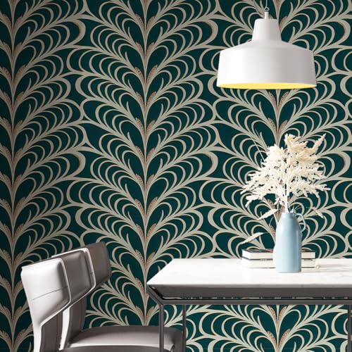 ICYEHAO Boho Wallpaper, 44 x 300 cm Striped Wallpaper with Green ...