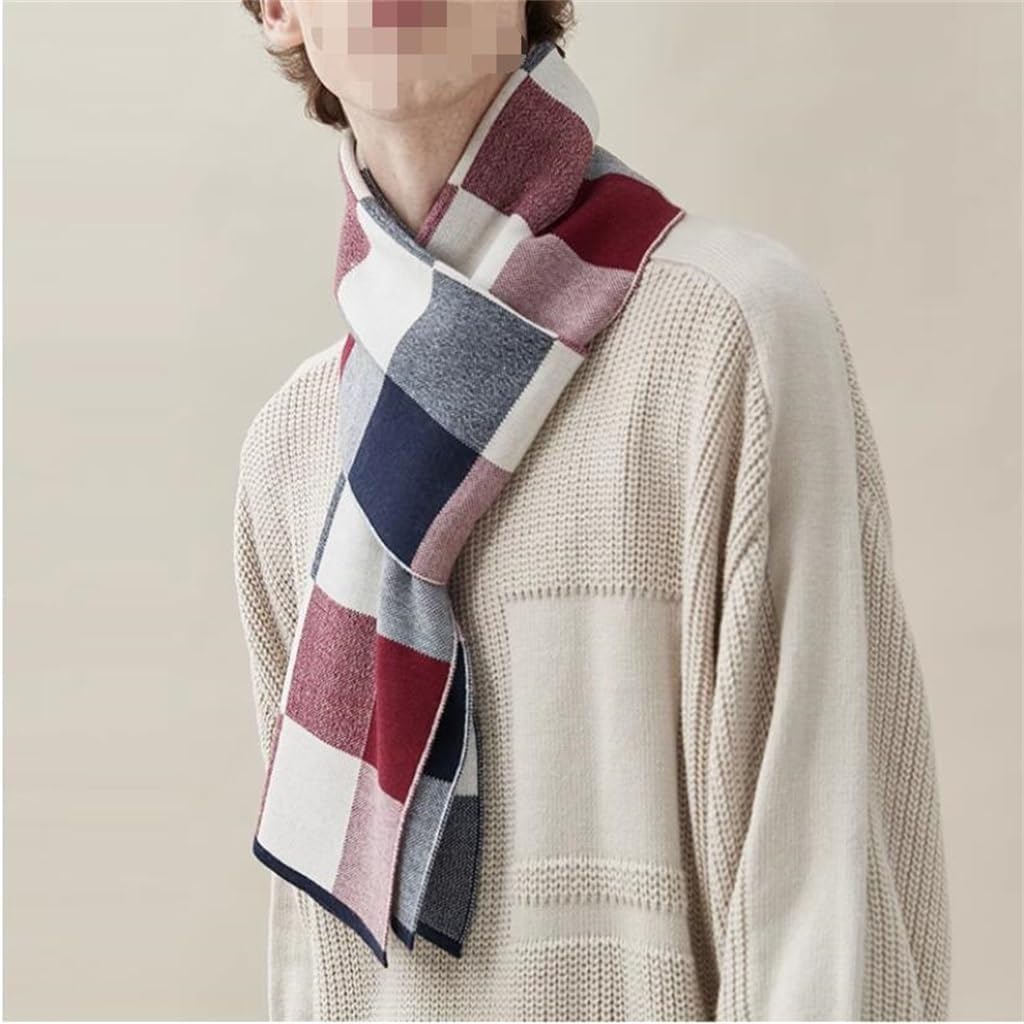 Warm Scarf Men's Autumn and Winter Thickened Versatile Plaid Neck