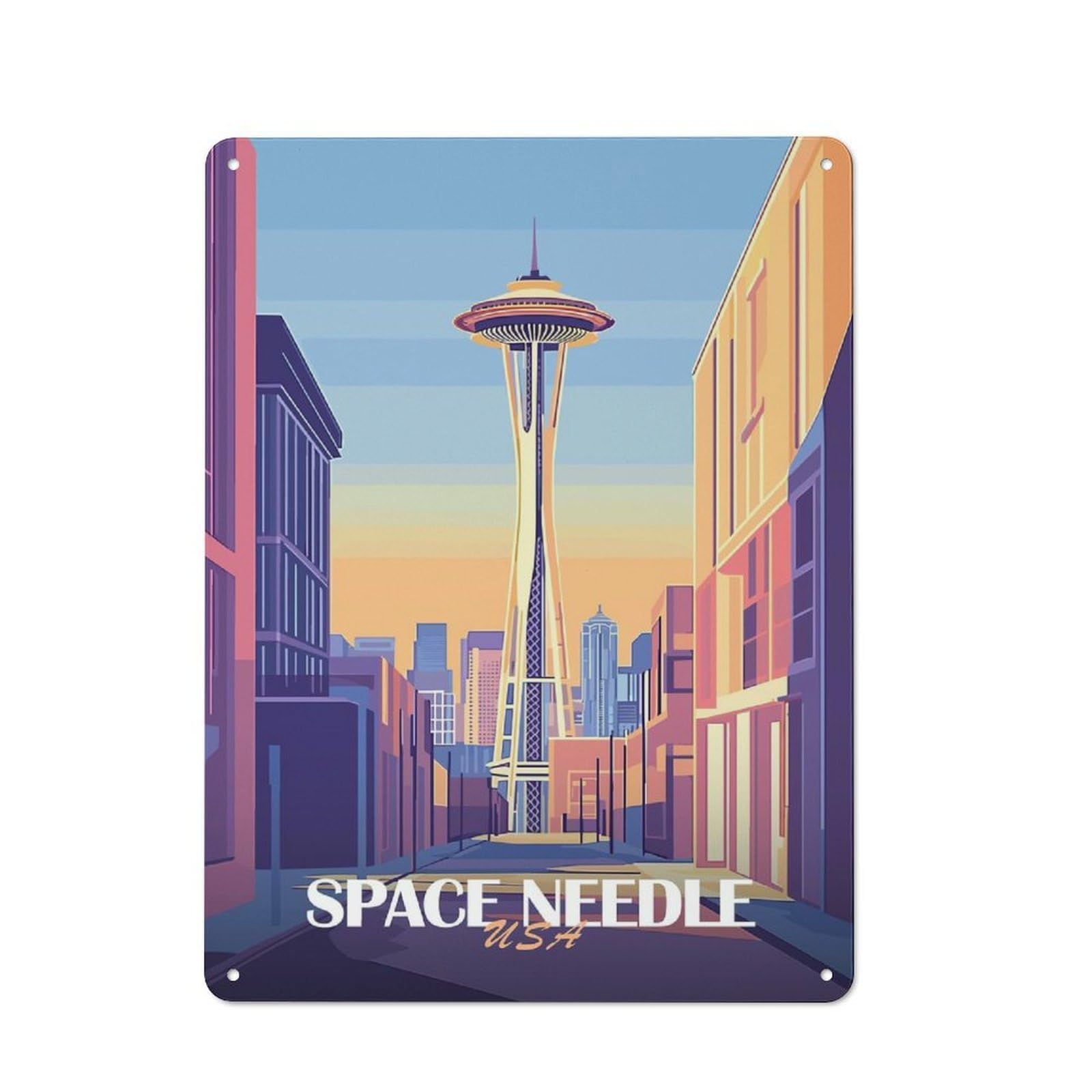 Outdoor Room Shed Metal Sign 40x30cm Featuring Space Needle Cityscape, Utility Space Decor for Patio Bar, Workshop, Shed Or Kitchen