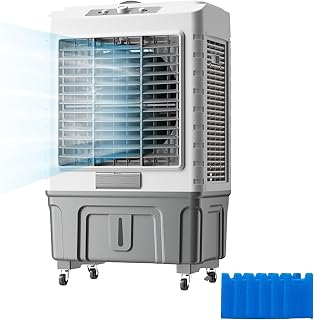 Enfriador de aire Grande Climatizador Evaporativo 3 en 1,Humidificador y Ventilador, Enfriador de aire con 6 Cajas de Hielo, para Oficina, Supermercado, Hogar