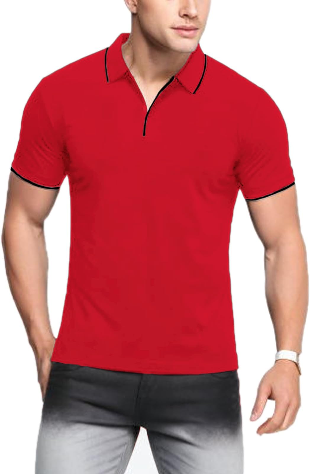 CNROS Men's Short & Long Sleeve Solid Polo Shirt Slim Fit Casual Basic Design