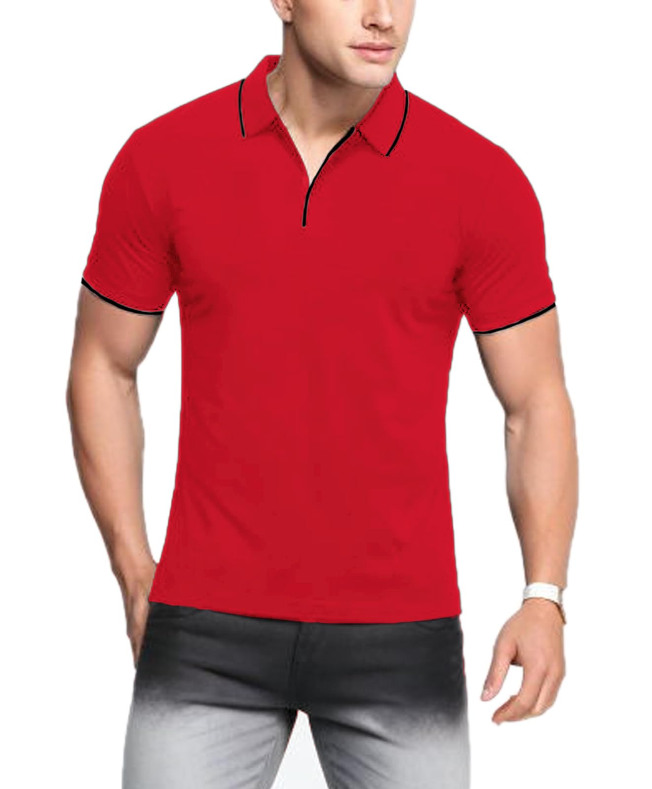 CNROS Men's Short & Long Sleeve Solid Polo Shirt Slim Fit Casual Basic Design