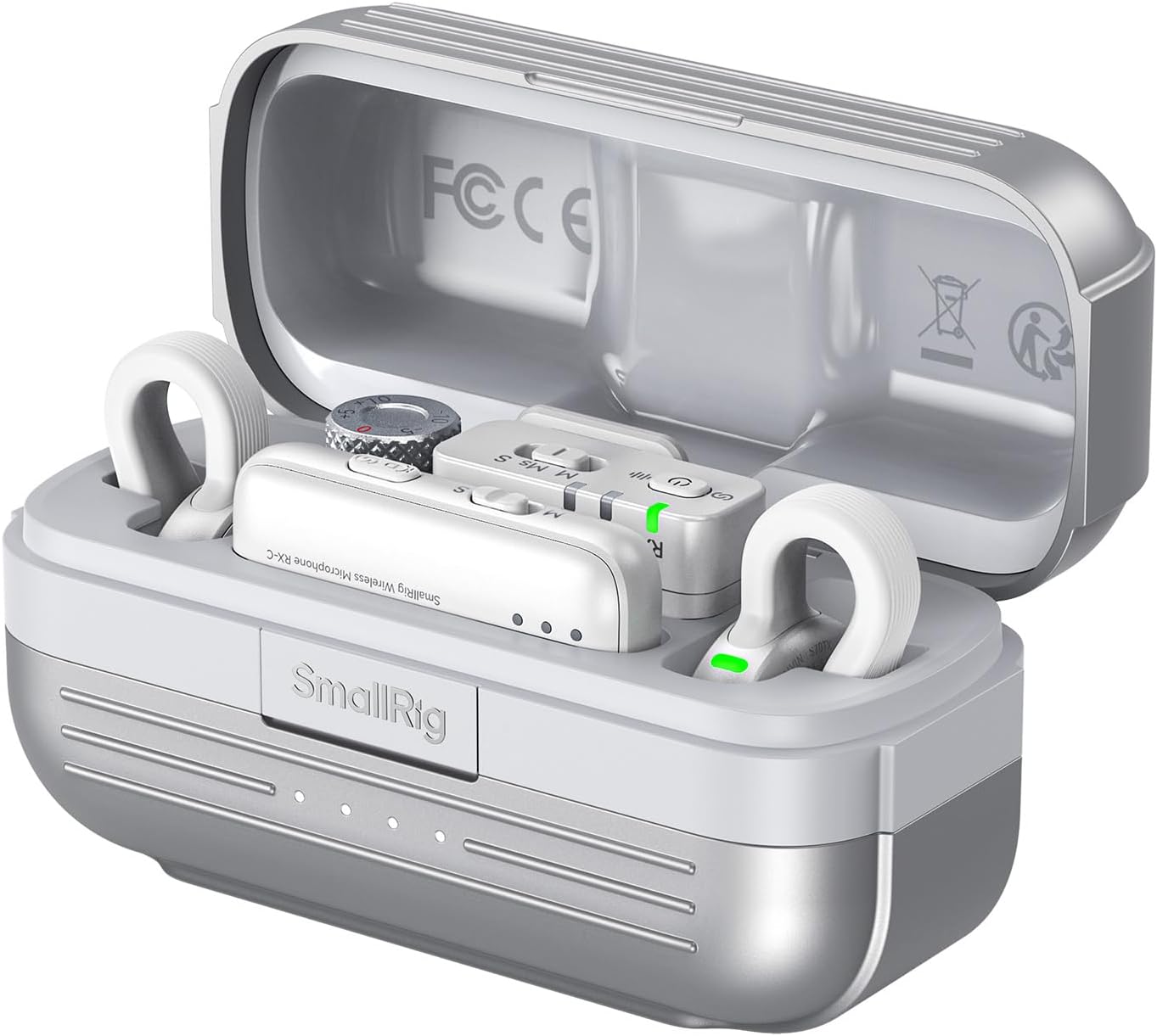 SmallRig Wireless Mic S70 (2 TX + 2 RX + Charging Case), USB-C and 3.5mm Jack Compact Wireless Microphone for Android Phone/Action Camera, 48h Use, Noise Reduction Record for Vlog (White)