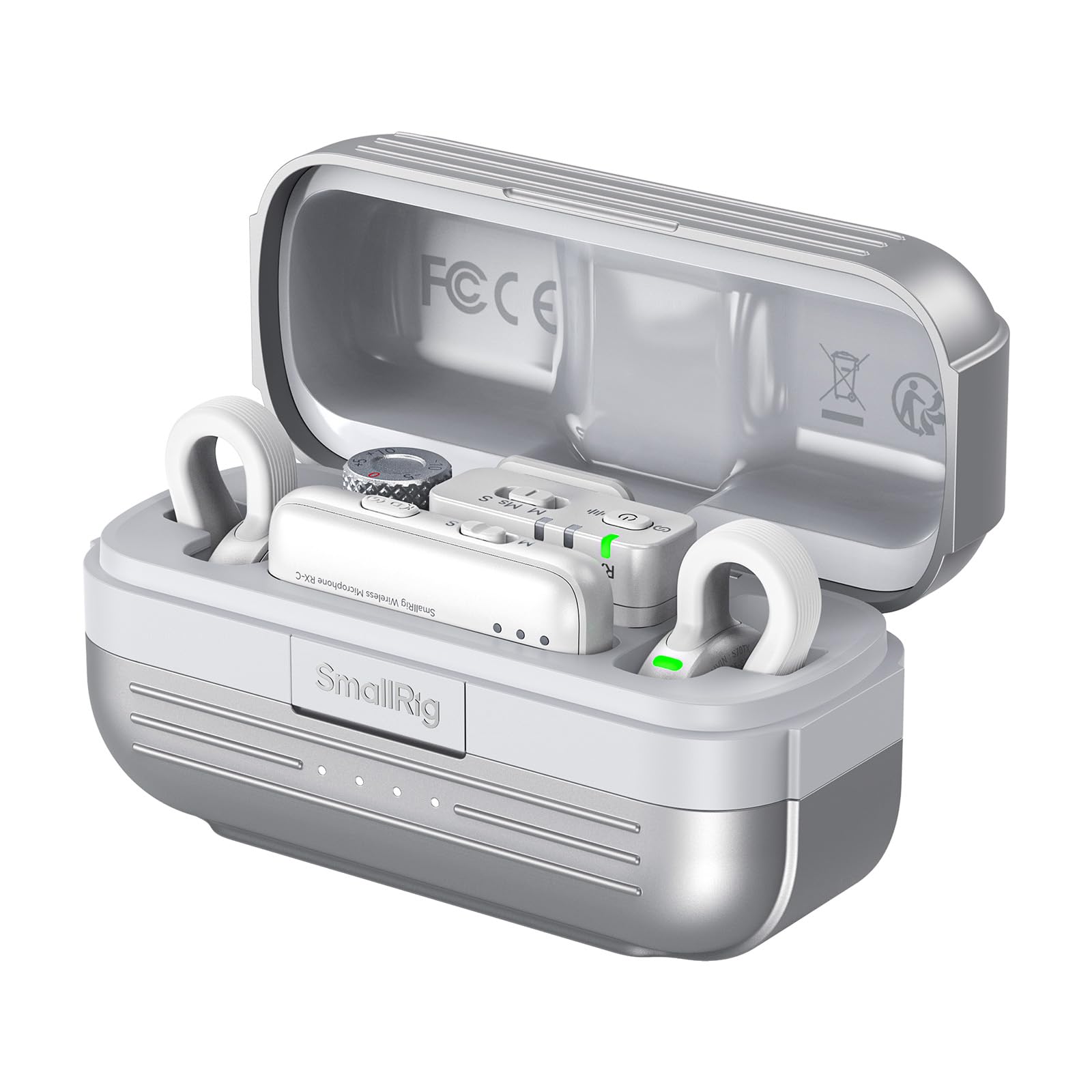 SMALLRIG S70 Drahtloses Mikrofon (2 Sender + 2 Empfänger + Ladeschale), USB-C & 3,5-mm-Anschluss für Telefone/Tablets/Kameras, Unsichtbares für Vlogs, Unsichtbares, 48 kHz/24 Bit Aufnahme, Weiß - 5716