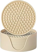 Vista 8 de Colinda Posavasos de silicona con soporte, juego de 6, tapete de taza para bebidas calientes o frías, al aire libre, engrosado, antideslizante, Rojo