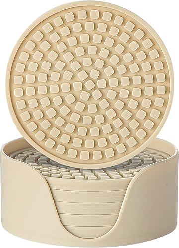 Colinda Juego de 6 posavasos de silicona para bebidas con soporte, para protección de mesa y escritorio de oficina, juego de tapetes para decoración