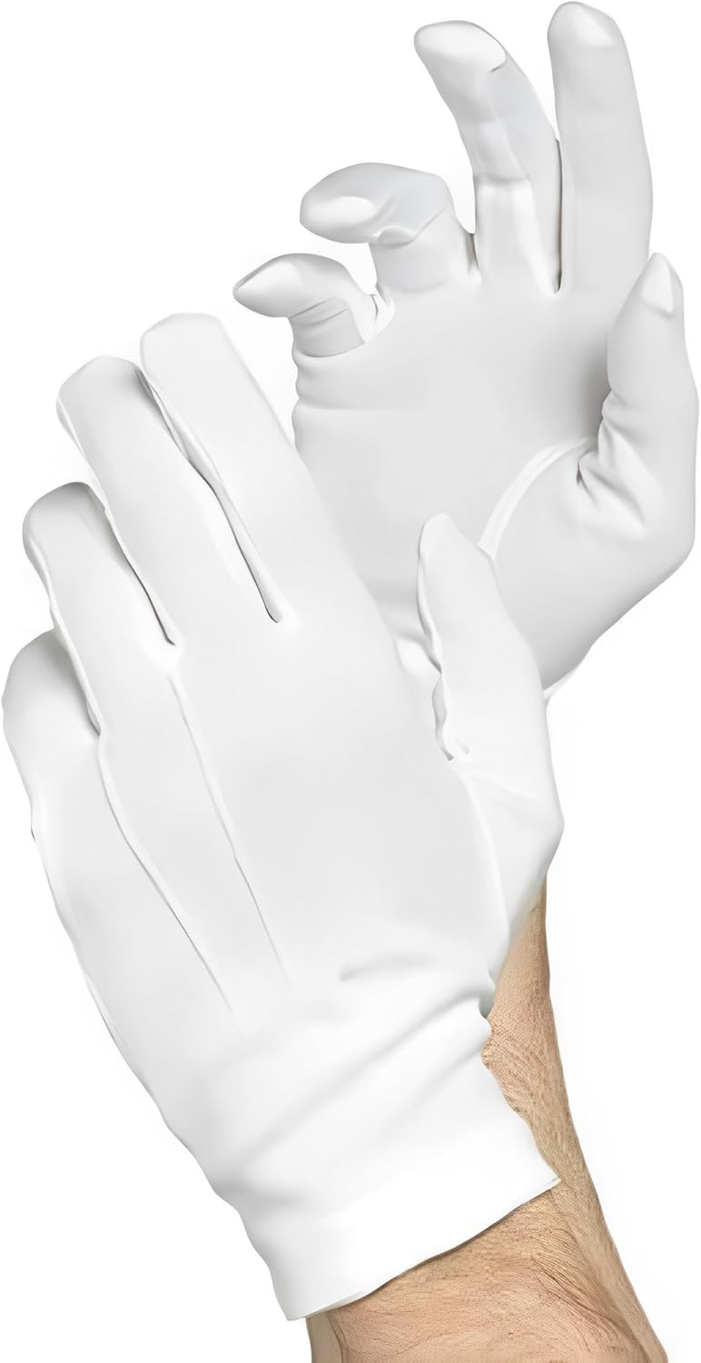 Luxurious White Santa Cotton Gloves - Adult...