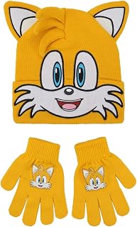 Sonic The Hedgehog Big Face Tails Youth 2-Piece Cuff Beanie & Magic Gloves Set