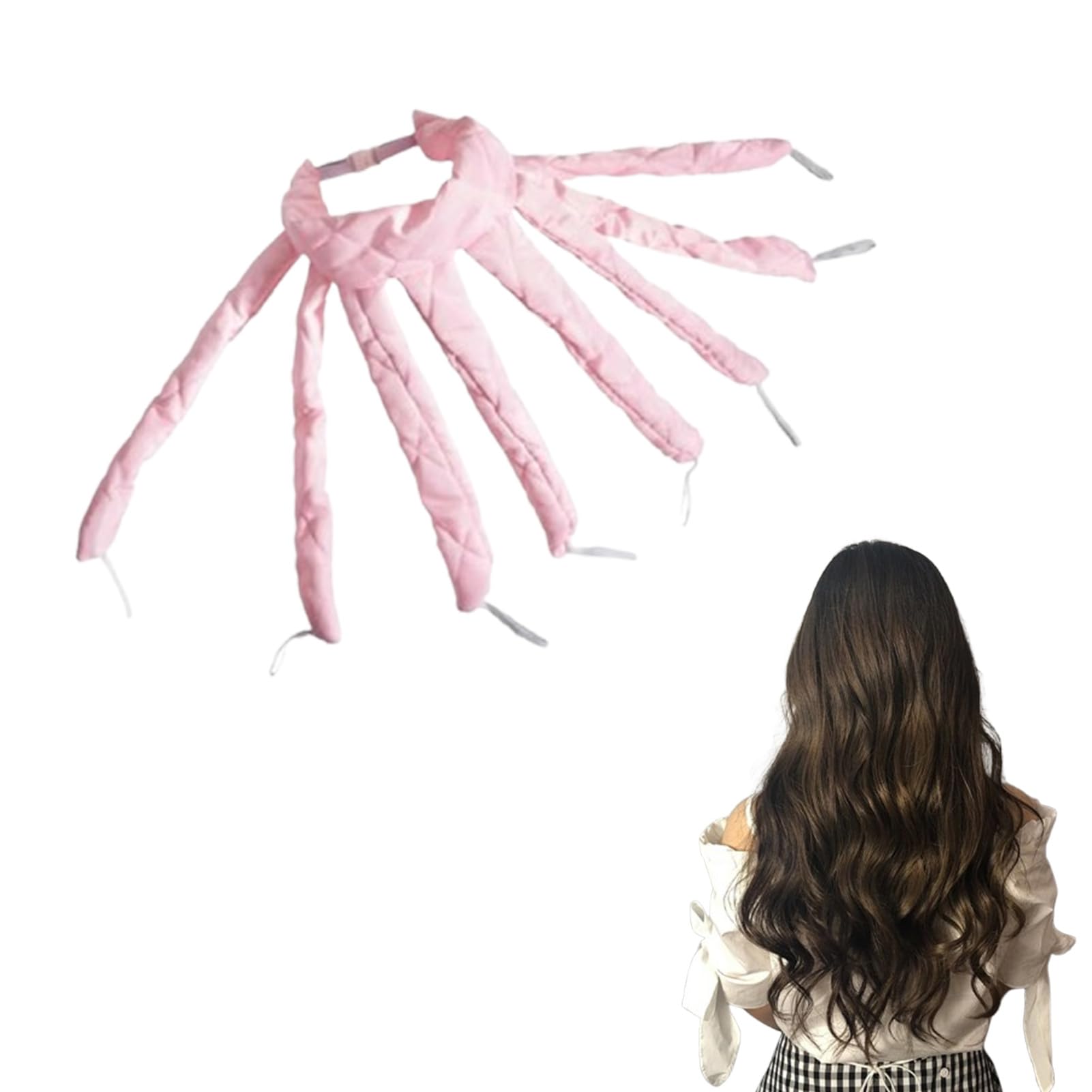Siliget Heatless Hair Curlers, Overnight Heatless Curlers Soft Satin, Hair Curlers No Heat for Long Hair DIY Styling (Pink)