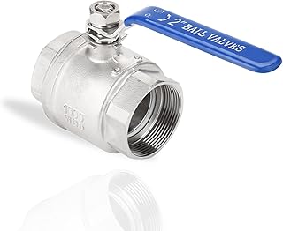 304 Stainless Steel Ball Valve,Two-Piece Full Port Female Thread Ball Valve 2" DN50 1000 WOG,Vinyl Insulation Lever Blue Handle, Small Volume and Light Weight for Water, Oil, and Gas
