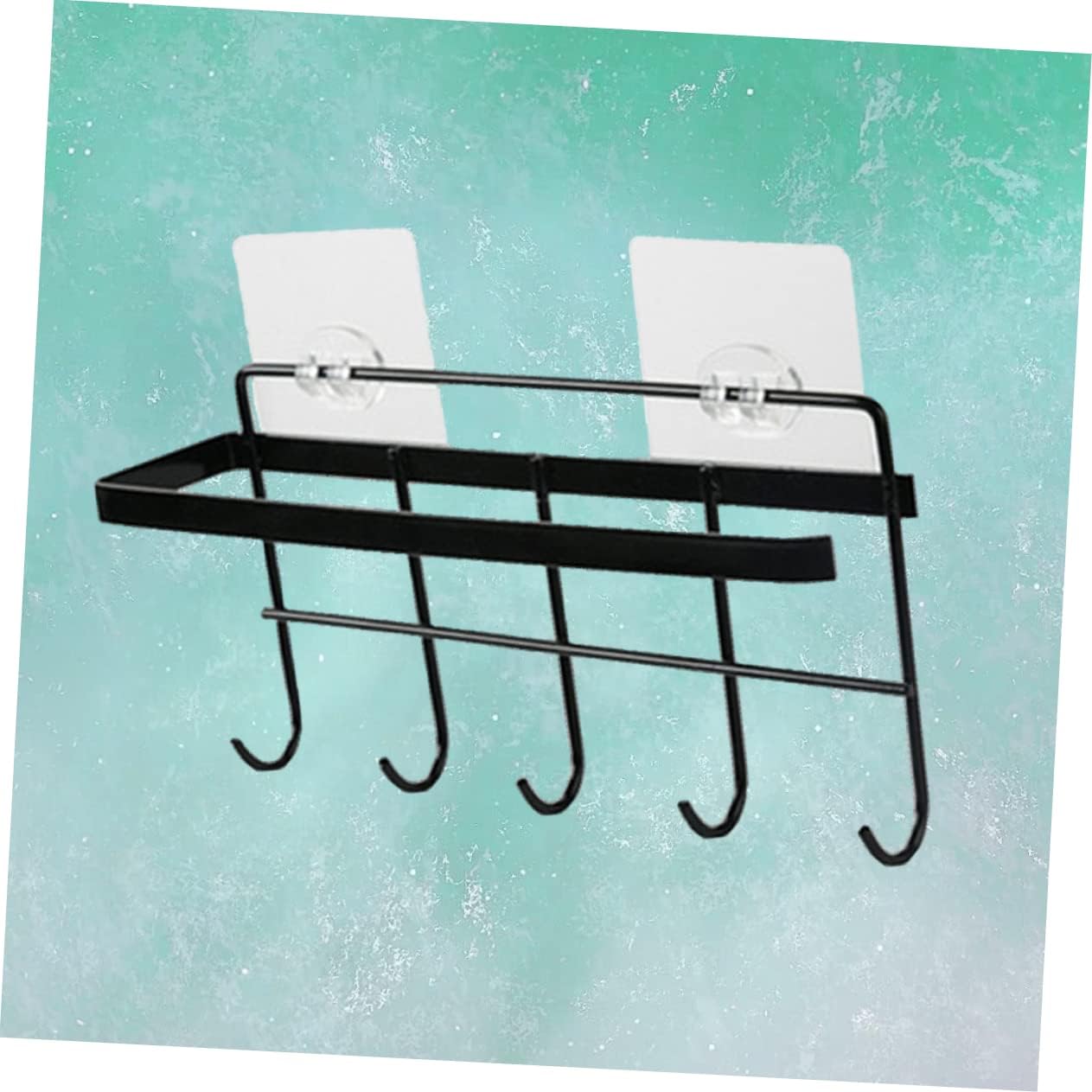 DOITOOL 2pcs Multifunctional Over The Cabinet Storage Rack Organizer Hooks Punch Towel Bar Hook Hanger for Bathroom and Kitchen Black Weight Capacity Easy Installation