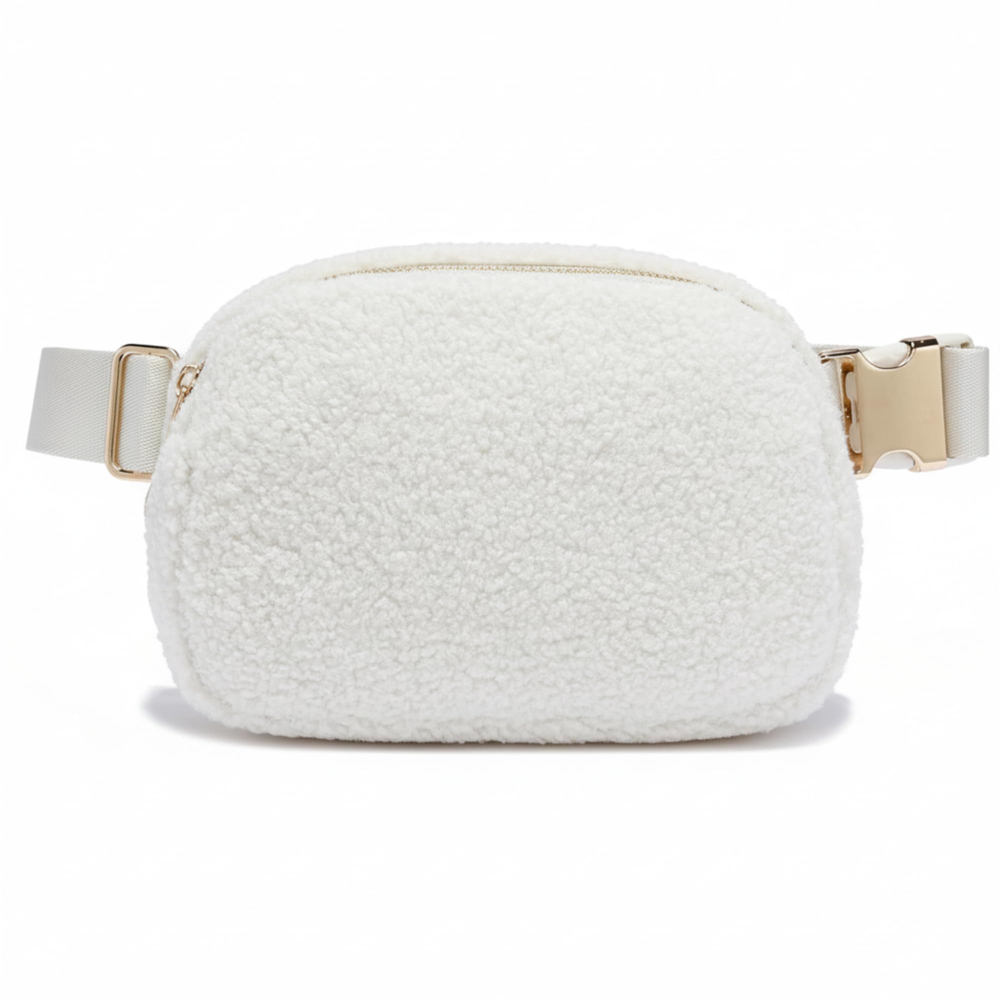 FORZAROCKET Plus Size Sherpa Fanny Pack | XL Extended Strap 70" | Gold Hardware | Women Fleece Crossbody Belt Bag