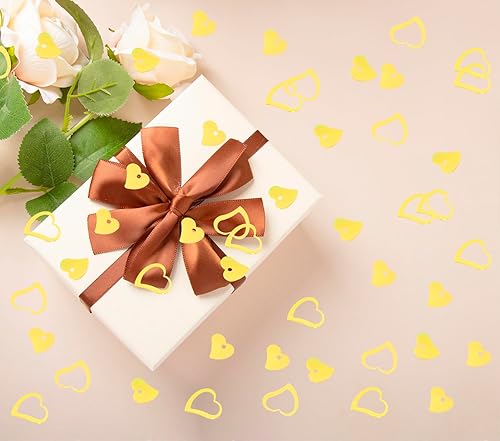 Miniatura 6 de ONLYKXY 1200 piezas de confeti en forma de corazón, decoración de mesa de boda, confeti con purpurina para fiesta de boda (amarillo brillante)