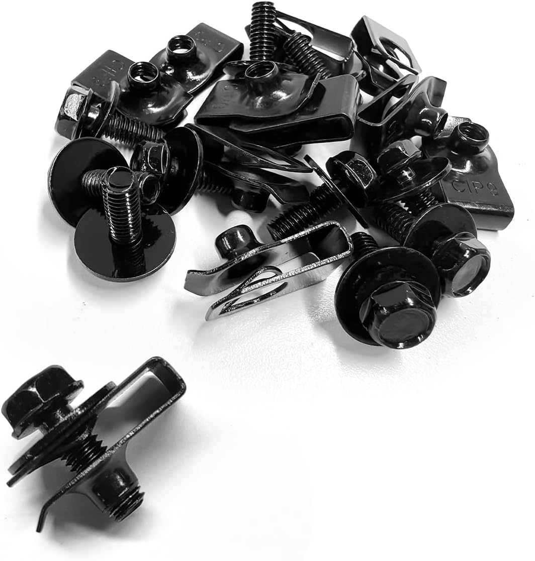 50 PCS M6-1.0 Body Bolts U-Nuts Kit, Extruded U Nuts & Hex Head Auto Fender Bolt Screws, Push Pull Metal Retainers Rust-Resistant Bolts for Engine Cover Bumper Fender Liner