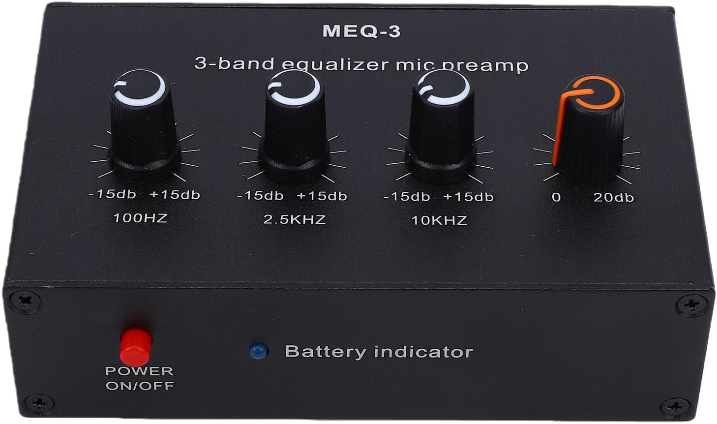 Fabater Microphone Preamp, 20dB Gain Amplifier with 3 Band Equalizer and ALC Circuit, for Dynamic Condenser Electret Microphones, 3.5mm 6.35mm Input Output Type C Rechargeable
