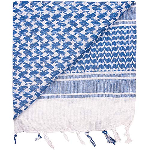 Mafoose Premium Shemagh Keffiyeh Head Neck Military Tactical Desert Scarf White/Navy