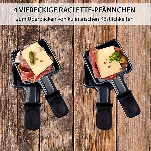 Syntrox Germany Raclette Emailliert Olert mit Wechselplatten, Tischgrill, für 4 Personen, Antihaftbeschichtet, 600Watt, Antihaftbeschichtet, Raclette Grill, Grill Zubehör, 4 Kg, Elektrogrill – Bild 3