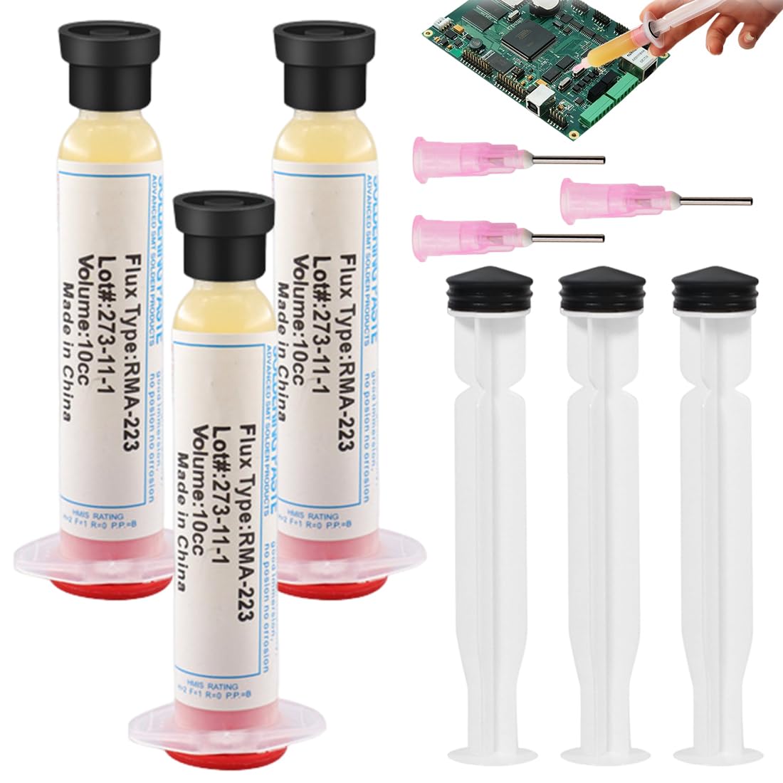 Flux para soldar electrónica - Soldering flux en pasta, 3 unidades para estaño y SMD