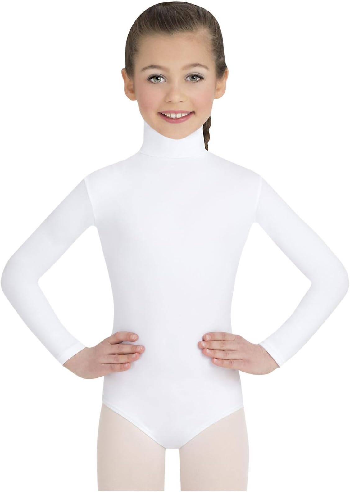 Girls' Team Basic Turtleneck Long Sleeve Leotard with Snaps