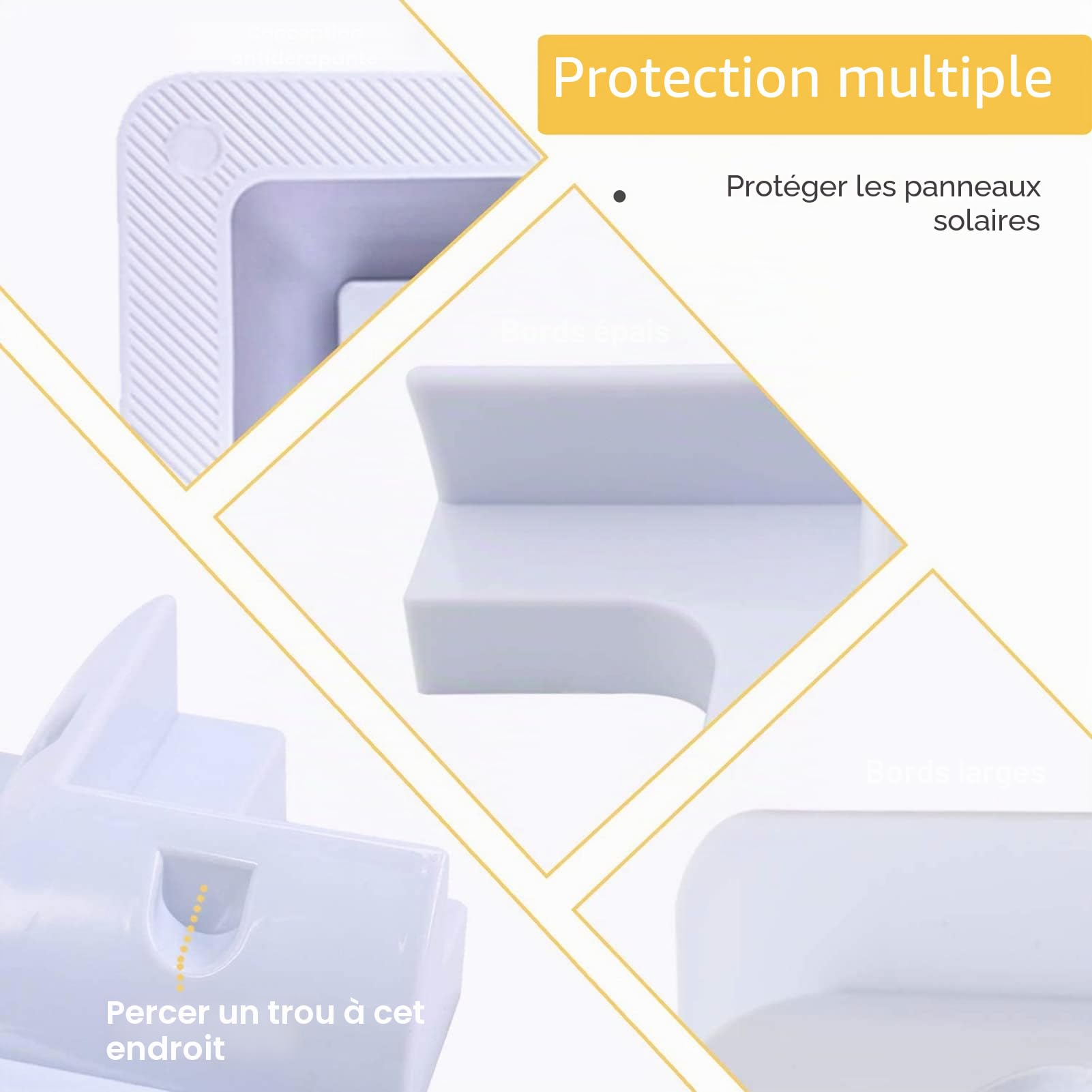 Lot de 7 supports de montage pour panneau solaire en ABS-Sans perçage-Largement utilisés sur les toits de camping-car,caravanes,véhicules,camping-cars,abris de jardin,garages,bateaux (blanc)