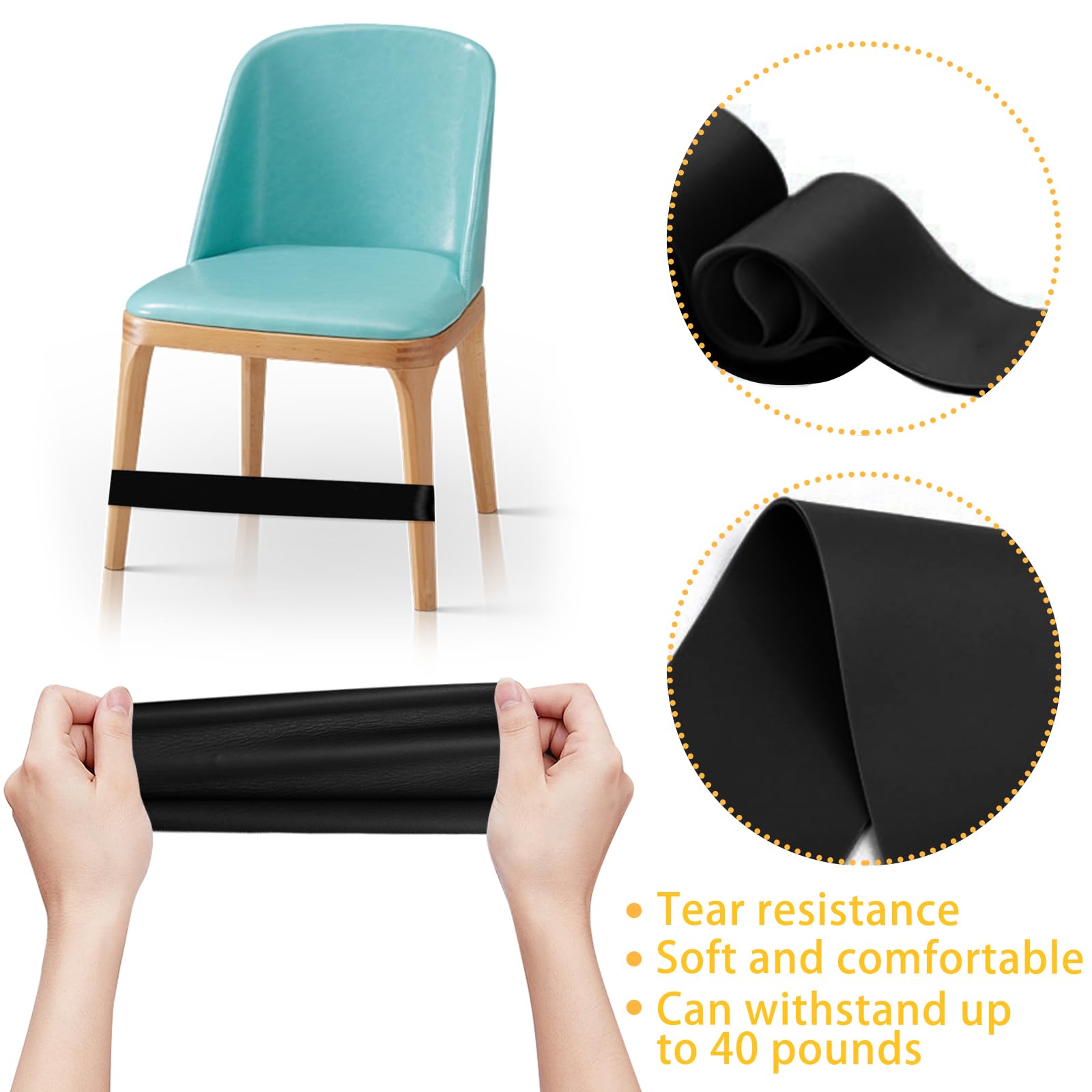 Bandes élastiques Pour Chaises - Lot De 8 (4 Vertes 5-10 Lbs, 4 Bleues 10-15 Lbs) - Pour Enfants TDAH, Autisme, Besoin Sensoriel