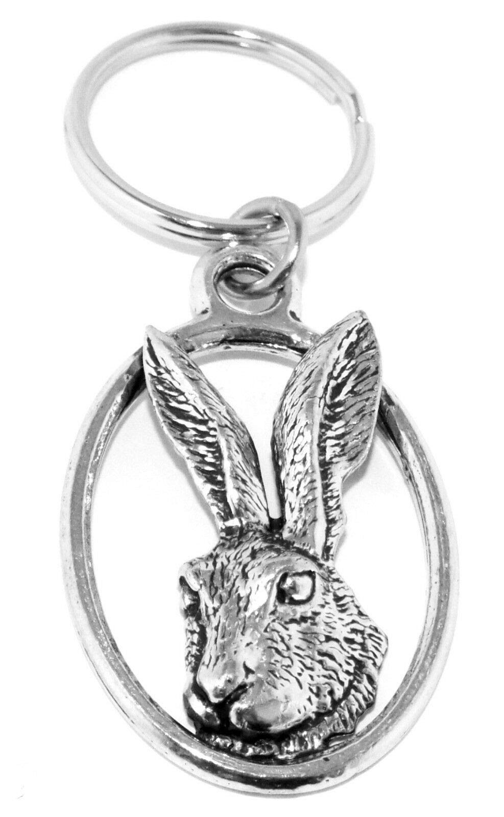British Keychains Silver Fine Pewter Hare Keyring With Gift Pouch