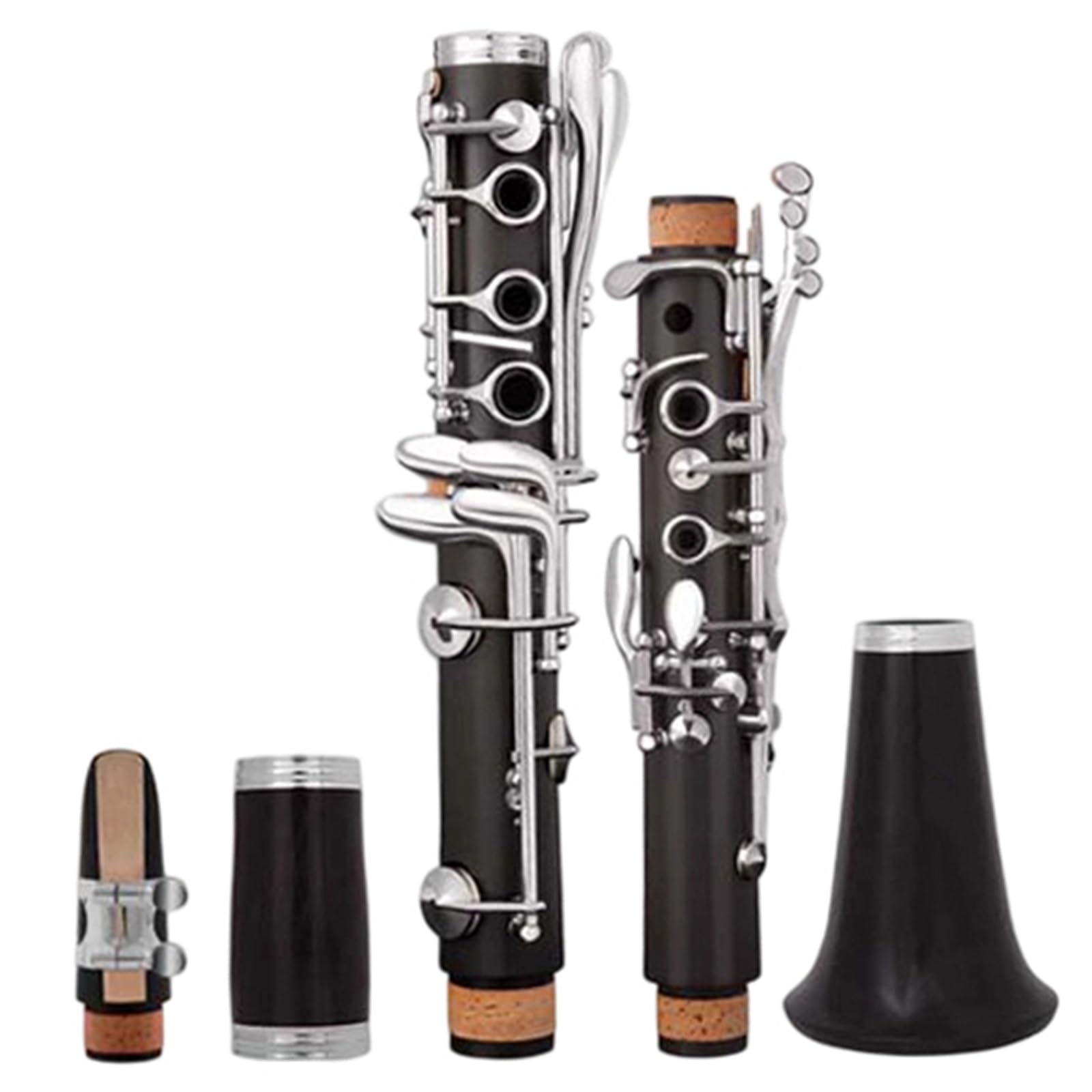 Clarinete De Ébano Instrumentos Musicales Ajustables Dobles Dos Secciones 17 Teclas Bb Práctica Para Principiantes