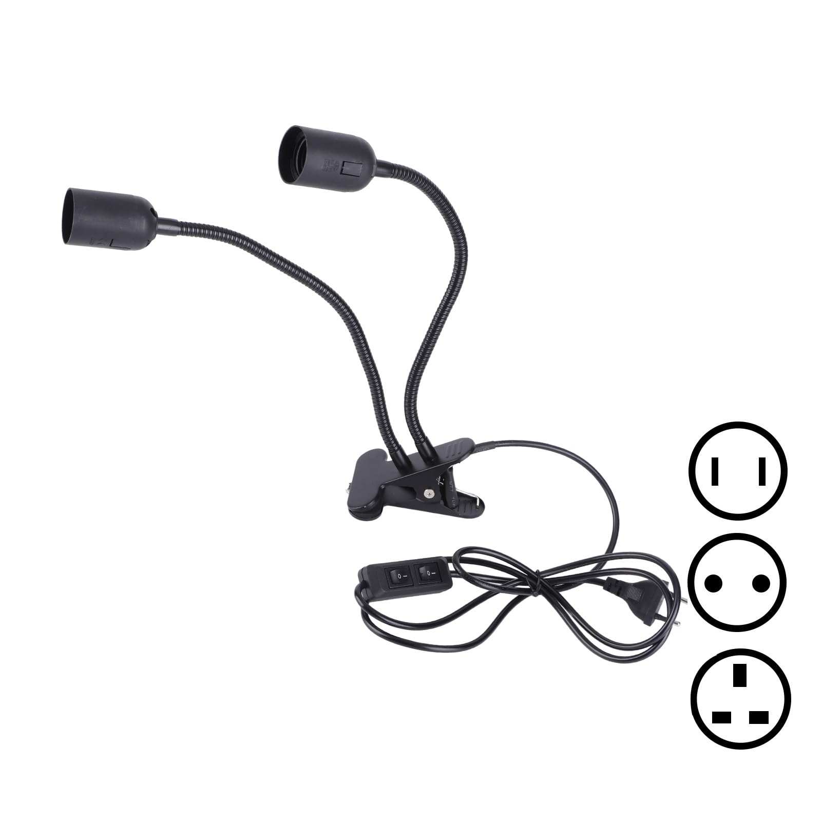 Portalámparas con clip ajustable E27 de mesa Marhynchus 100‑240V de dos cabezas para flexo de mesa 8