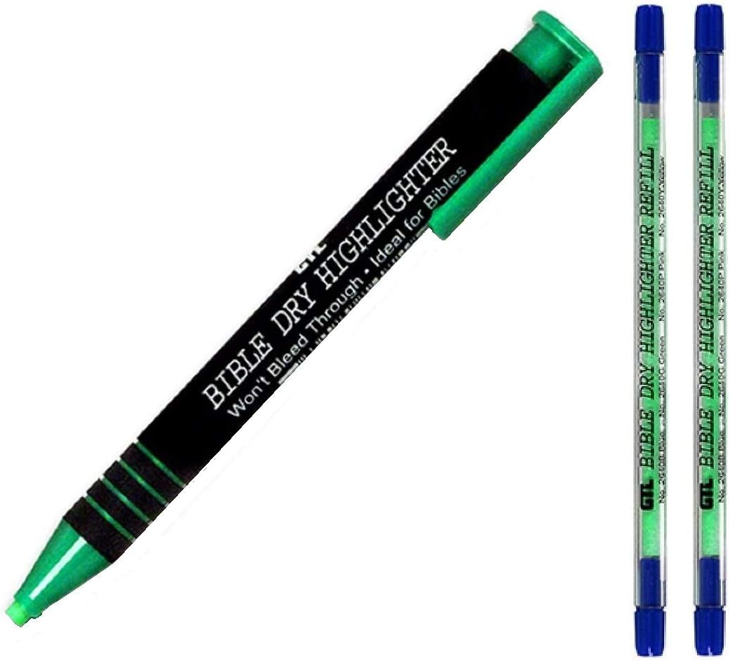 Dry Bible/Book Highlighter Pen With 2 Pack Bible/Book Dry