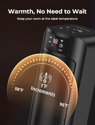 Miniatura 5 de Calentador de espacio, calentadores de espacio de 1500 W, calefacción eficiente con pantalla LED, temporizador de 1 a 24 horas, ecológico,
