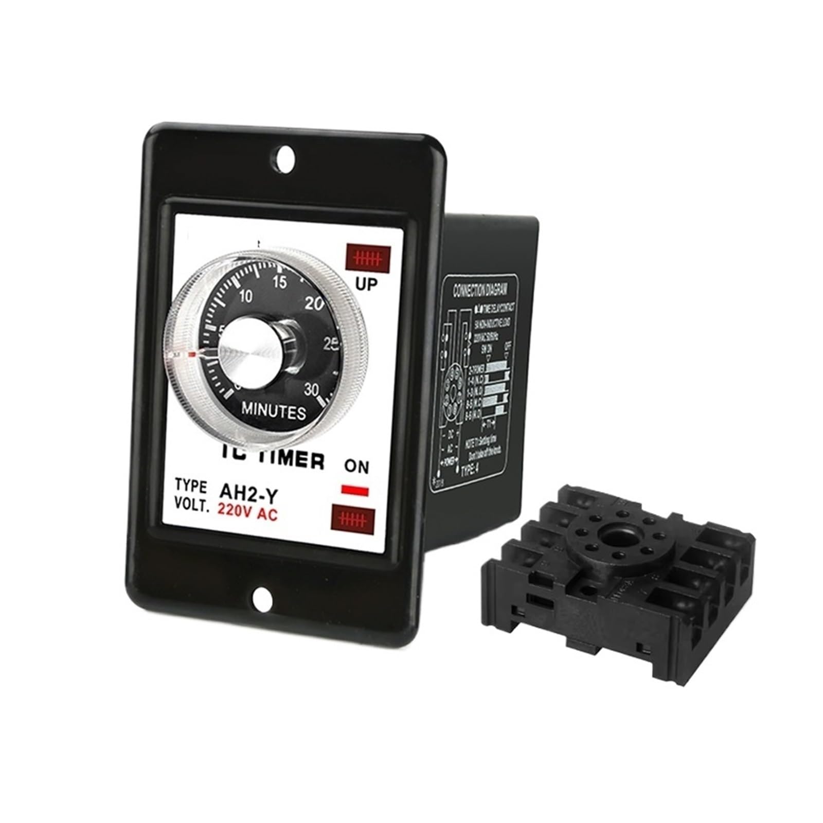 PKNVKZIDK 1pc DC24V 6M AH2-Y Time Relay AC220V DC24V Power-on Delay Timer DPDT 8Pin with Base