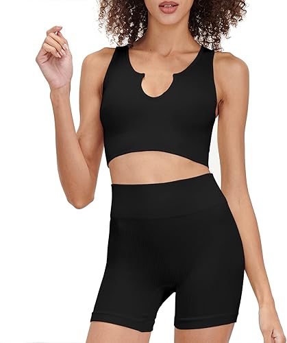 Trajes de entrenamiento para mujer, 2 piezas, sin costuras, con un hombro, sexy, brasier de cintura alta, pantalones cortos de yoga para correr