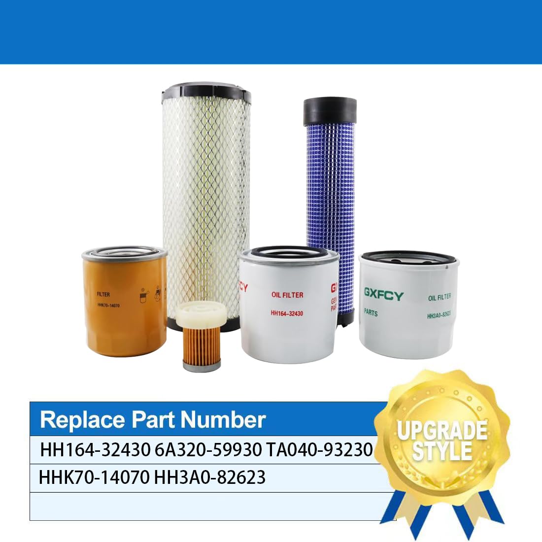 Kit de filtro TA040-93230 HHK70-14070 HH164-32430 6A320-59930 HH3A0-82623 compatible con Kubota L2501 L2800 L3200 L3400 L37000 SU L38 Tractor 00 HST