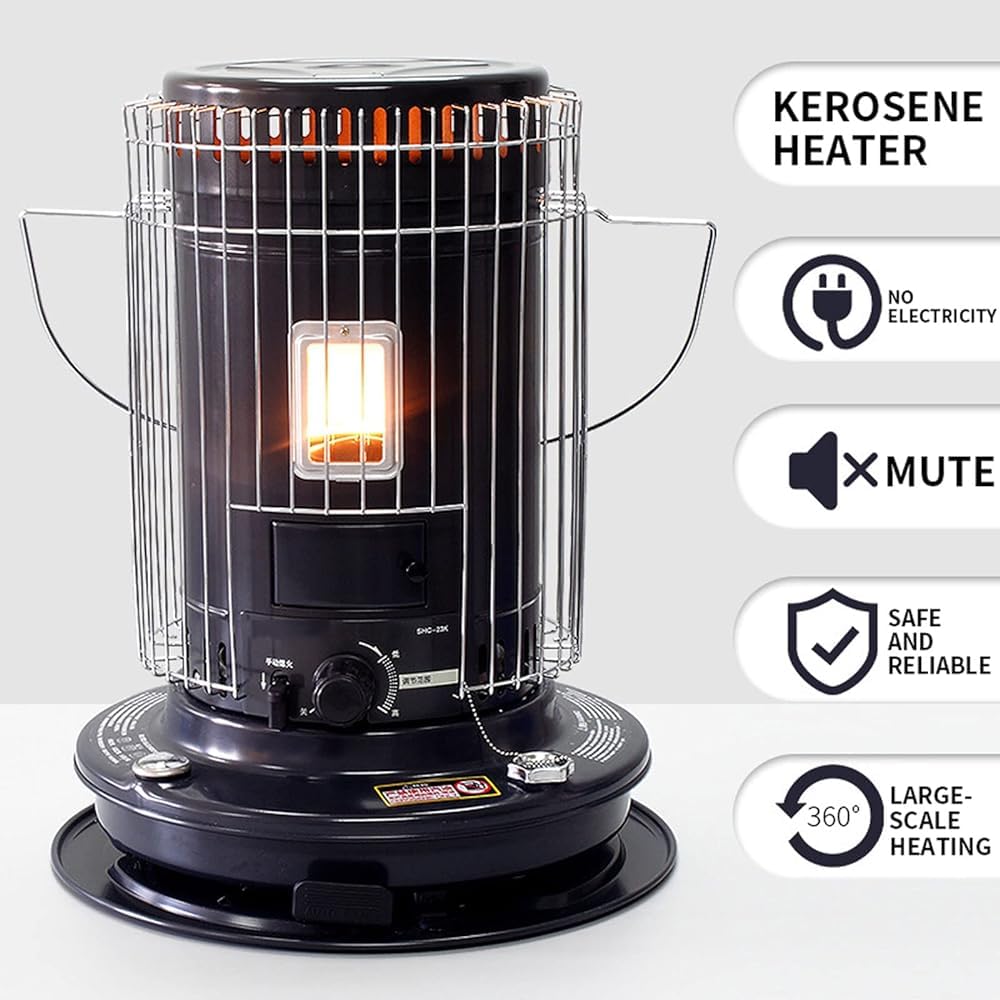 Omni-Radiant grzejnik naftowy o dużej pojemności 6,3 l - przenośny grzejnik do pomieszczeń i na zewnątrz z rurą ssącą oleju - mały grzejnik konwekcyjny