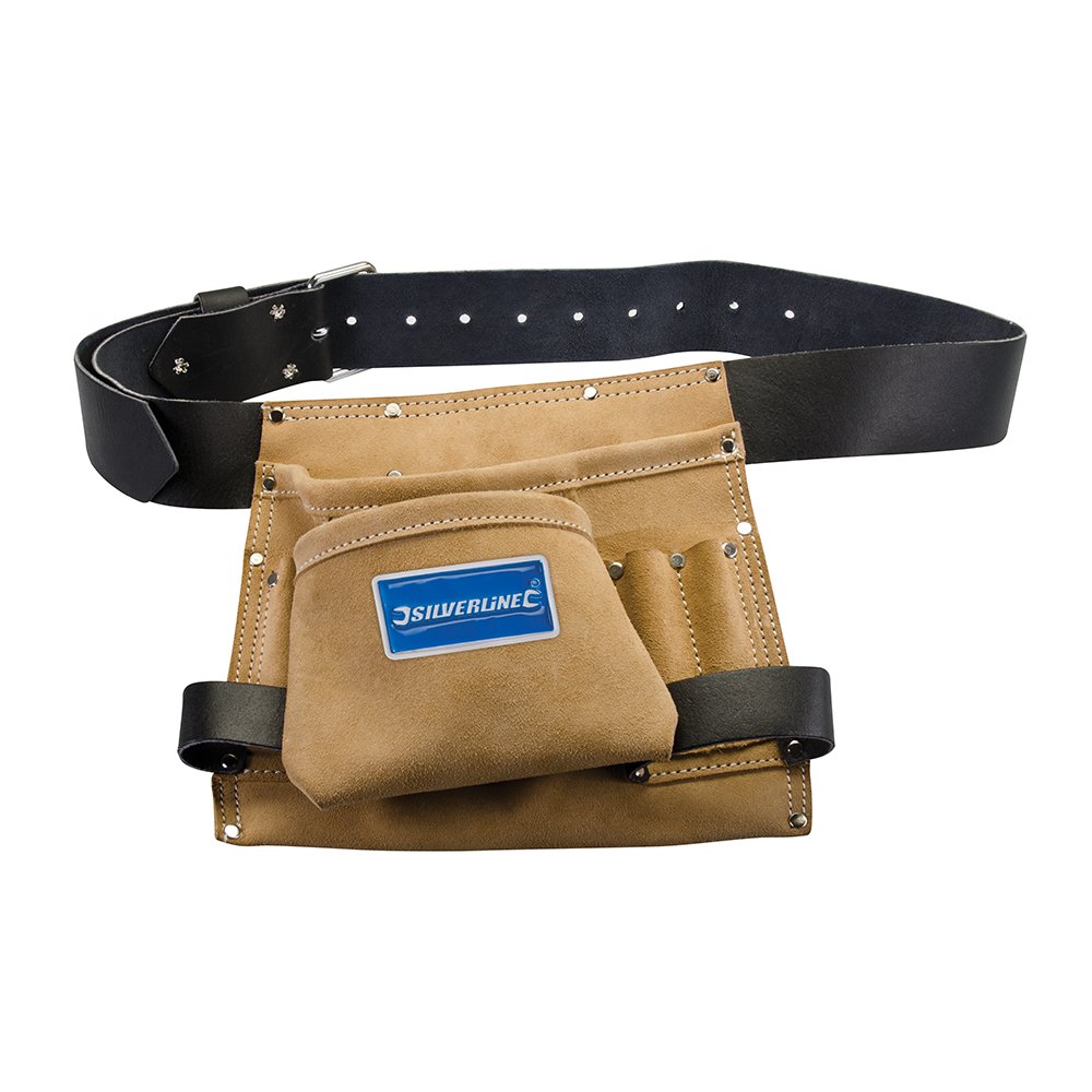 Silverline 675030 Sac à Outils et Clous en Cuir 8 Poches 260 x 230 mm