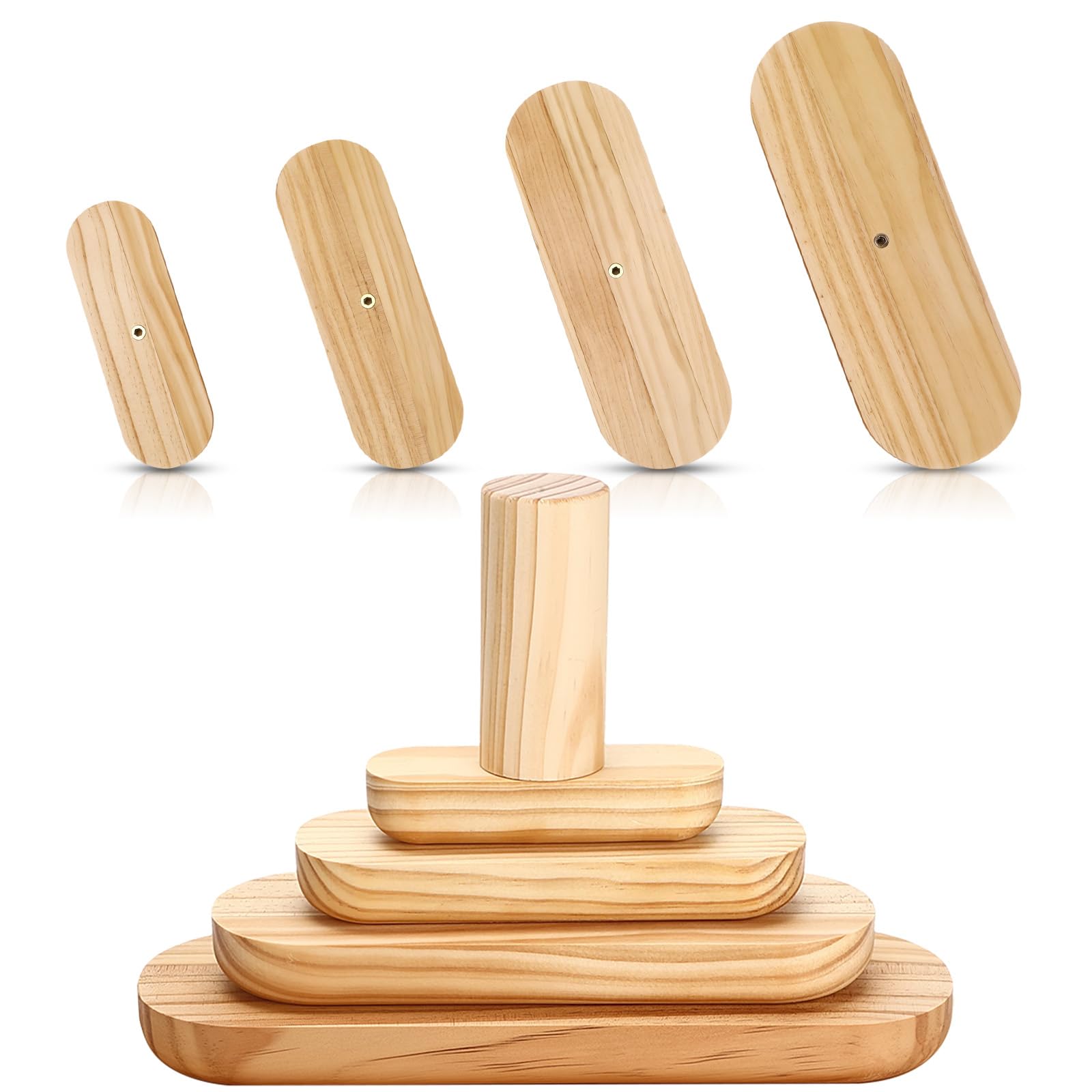 DoubleFill 4 Pack Craft Mold Pottery Plaster Mold Wood Pottery Tool with Handle for Craft Ceramic DIY Forms Bowl Plate Dish Slump Making (Oval,15x5'' 12x4'' 9x3'' 6x2'' Thickness 1'')