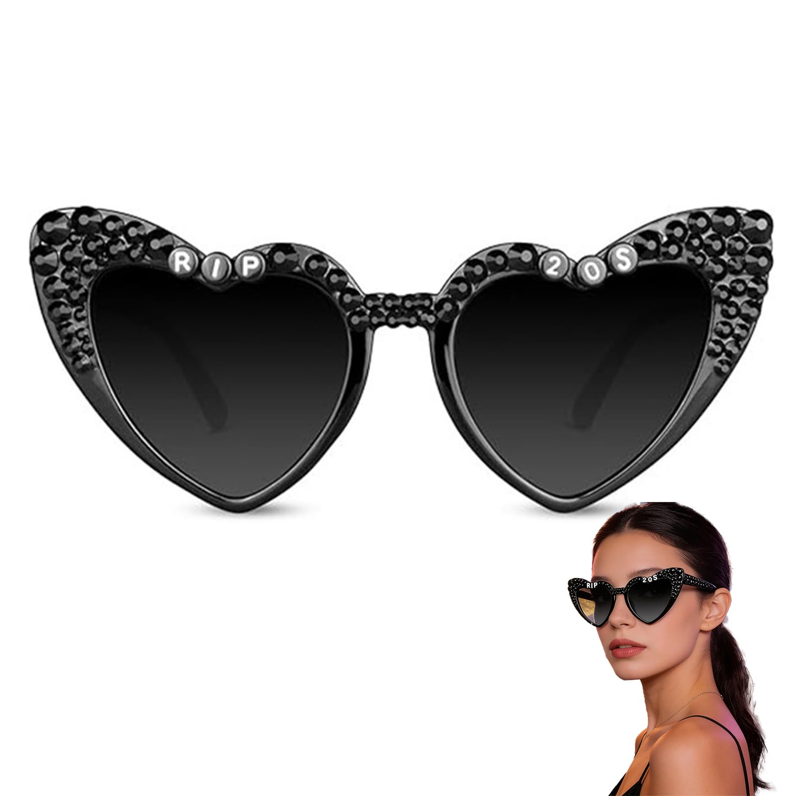 30th Birthday Glasses, Heart Shaped Sunglasses, Funny Rip 20s Birthday Decorations, Novelty Party Gifts And Photo Props Decorations