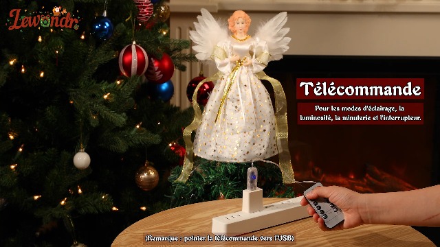 Lewondr Ange Noir De La Cime Du Sapin De Nou00ebl, 12" Cimier D'Arbre De