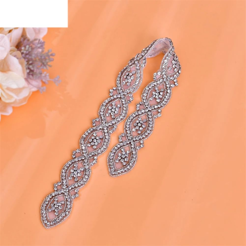 Cinturón de vestido de novia, apliques plateados, accesorios de boda brillantes, decoración de vestido de noche para mujer