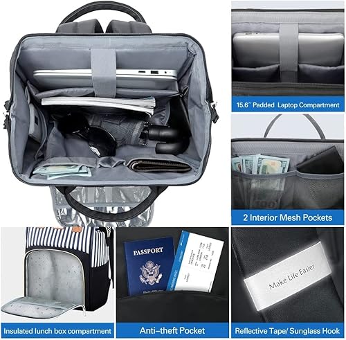 image for Lekebobor Laptop Backpack with Lunchbox, Lunch Backpack for Women Men,