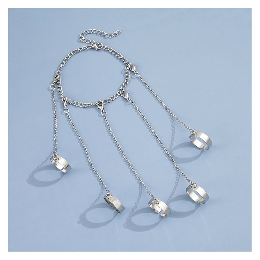 Amazon.co.jp: パンクの幾何学模様の銀色の鎖の手首の