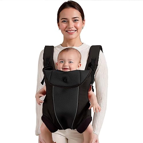 Portabebés ergonómico con correa ajustable, portabebés 4 en 1 para recién nacidos a niños pequeños, portabebés de malla transpirable para verano,